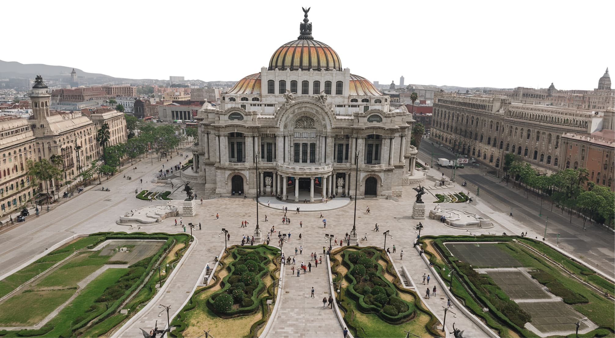 Panorámica del Palacio de Bellas Artes en la Ciudad de México