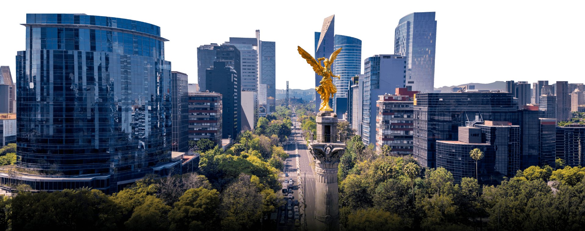Panorámica de Paseo de la Reforma en la Ciudad de México